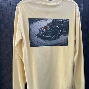 The Angling Company Keywest Yellow Long Sleeve Shirt with Rare Tim Borski tarpon
